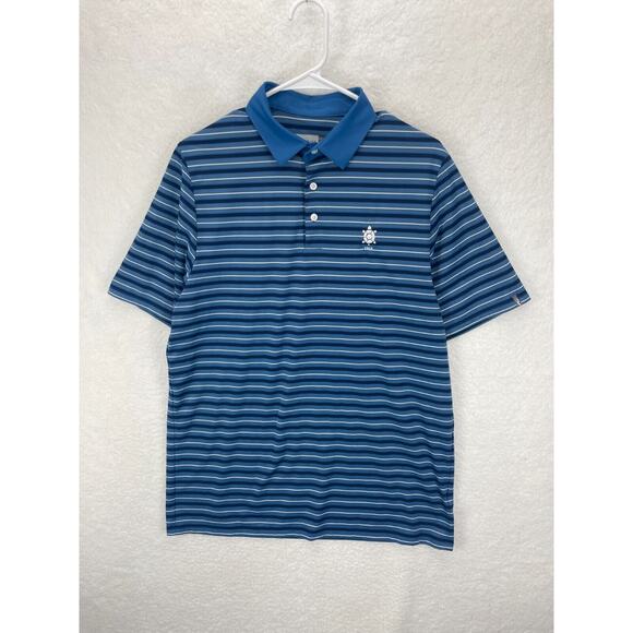 KJUS Performance Polo Shirt Men’s Size L 52 Blue Striped Stretch Golf Comfort - Picture 2 of 10